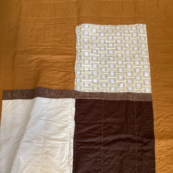 Handmade Finished Quilted Twin Quilt Throw Blanket White Blue Cotton 71" x 52" - Picture 8 of 9
